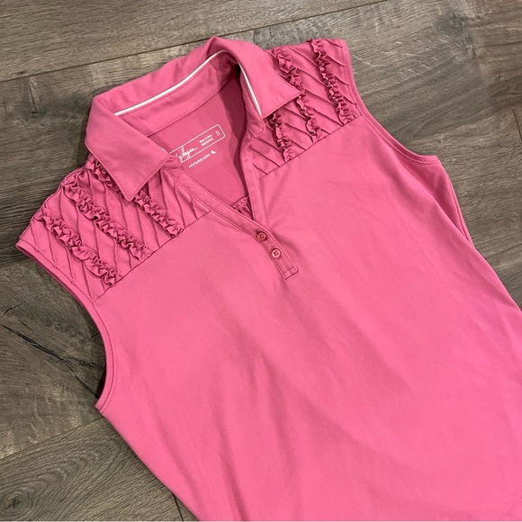 Lady Hagen Golf Polo Shirt Size S Small Pink Ruffle - Picture 2 of 5